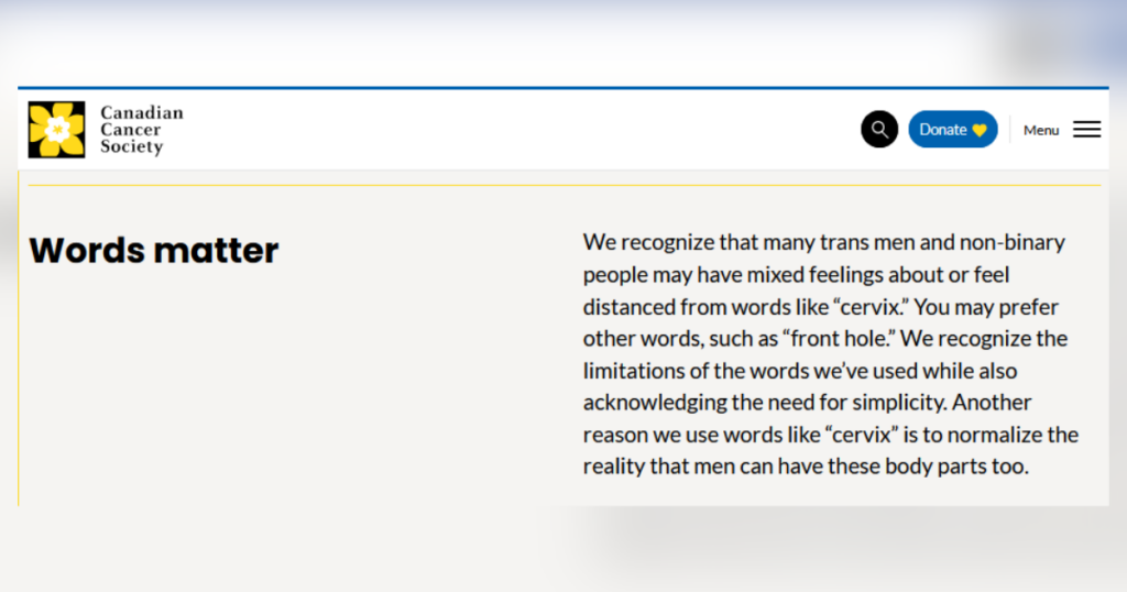 Canadian Cancer Society Apologizes for Saying “Cervix” Instead of “Front Hole”