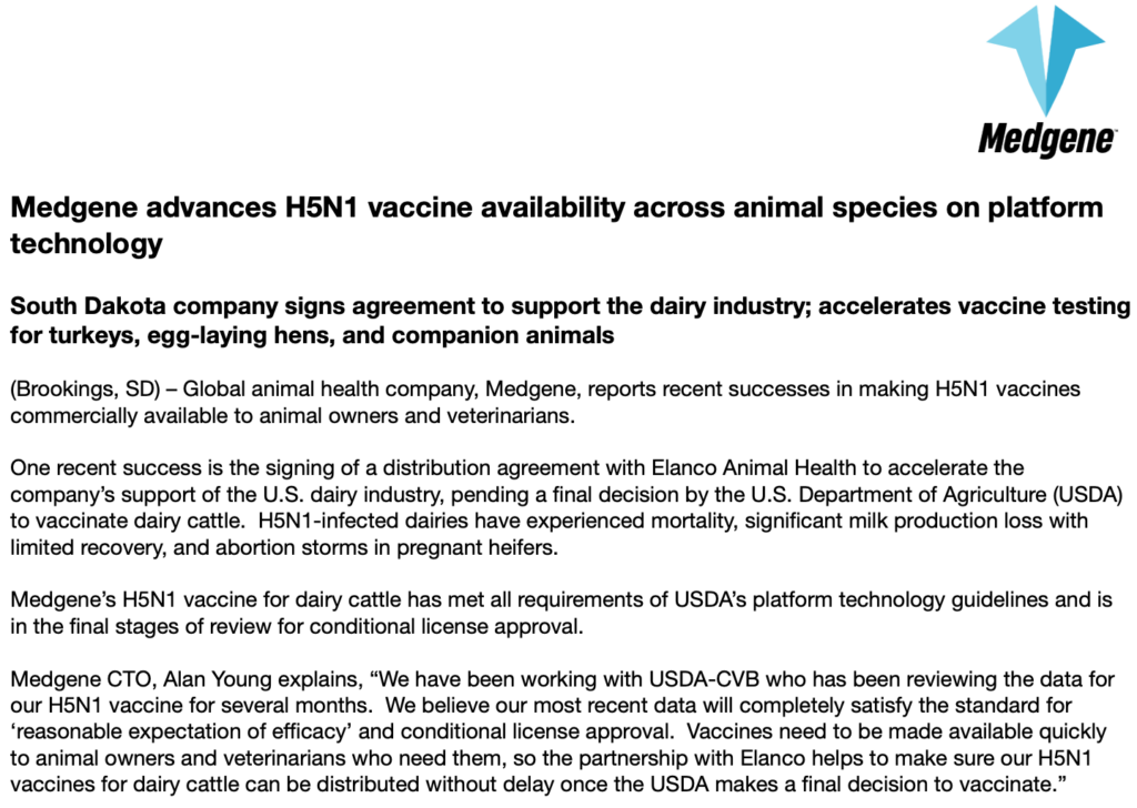 BREAKING – USDA Approval Imminent for H5N1 Bird Flu Vaccine in Cattle