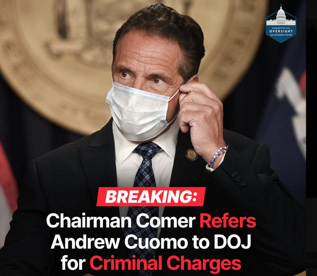 Andrew Cuomo Referred to DOJ for Criminal Charges