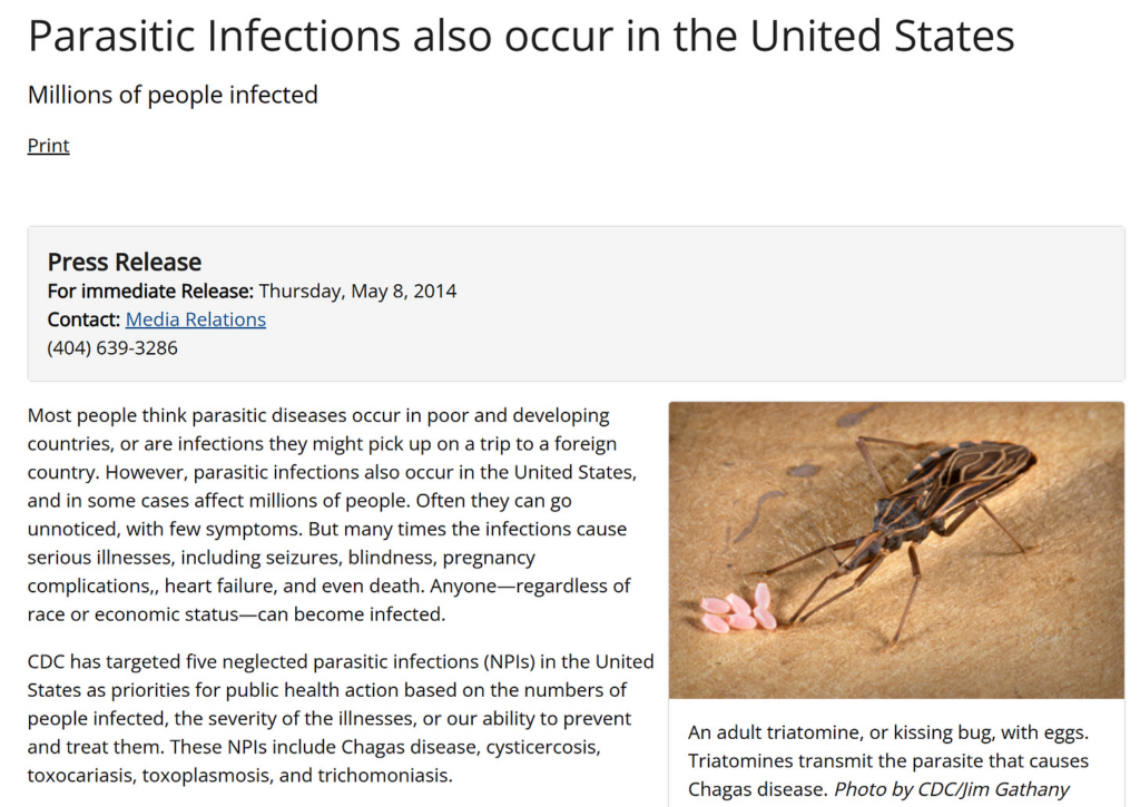 CDC Says Millions of Americans Infected with Parasites