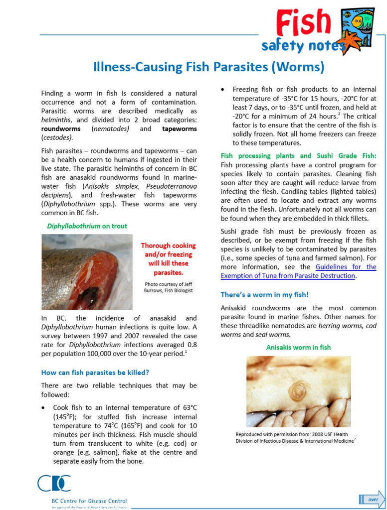 Parasites in Food and Water