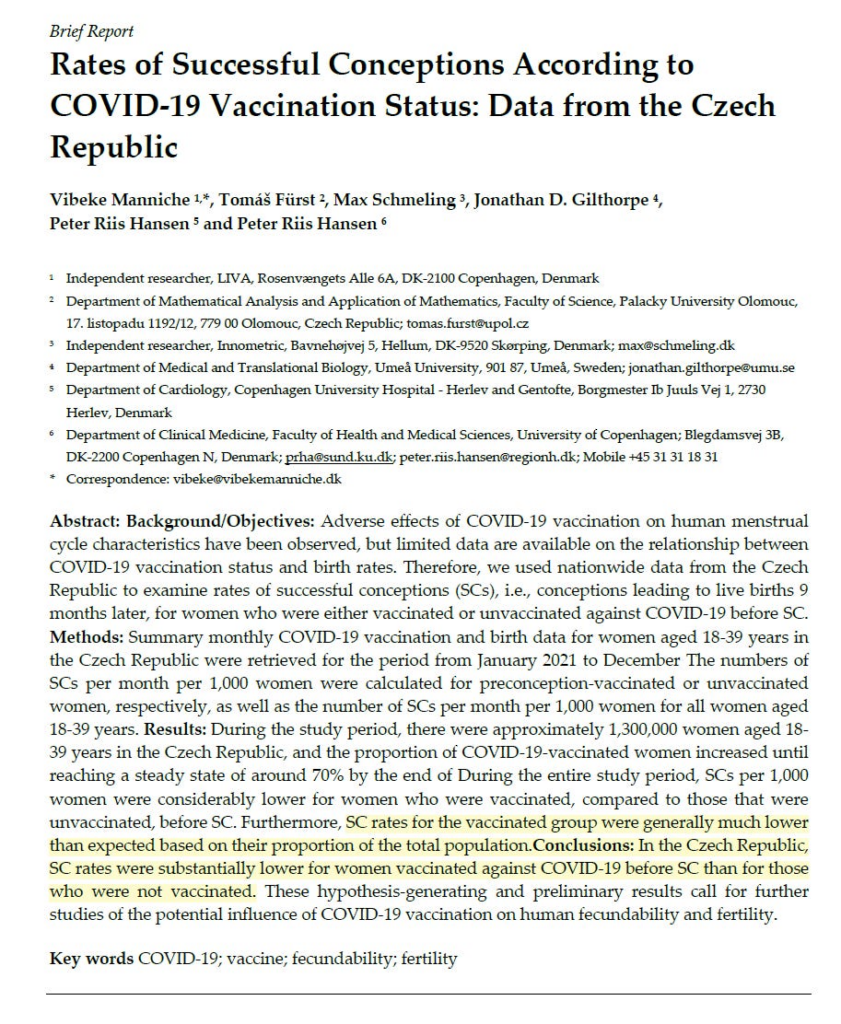 Birth Rates Plummet Nine Months after COVID-19 Vaccination