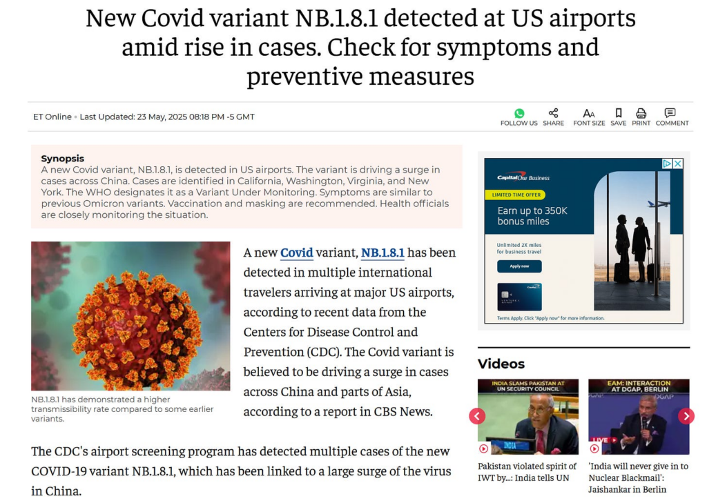 BREAKING–WHO TAG-VE Risk Evaluation for SARS-CoV-2 Variant Under Monitoring: NB.1.8.1