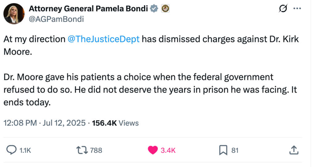 BREAKING: DOJ Drops Charges Against Dr. Kirk Moore
