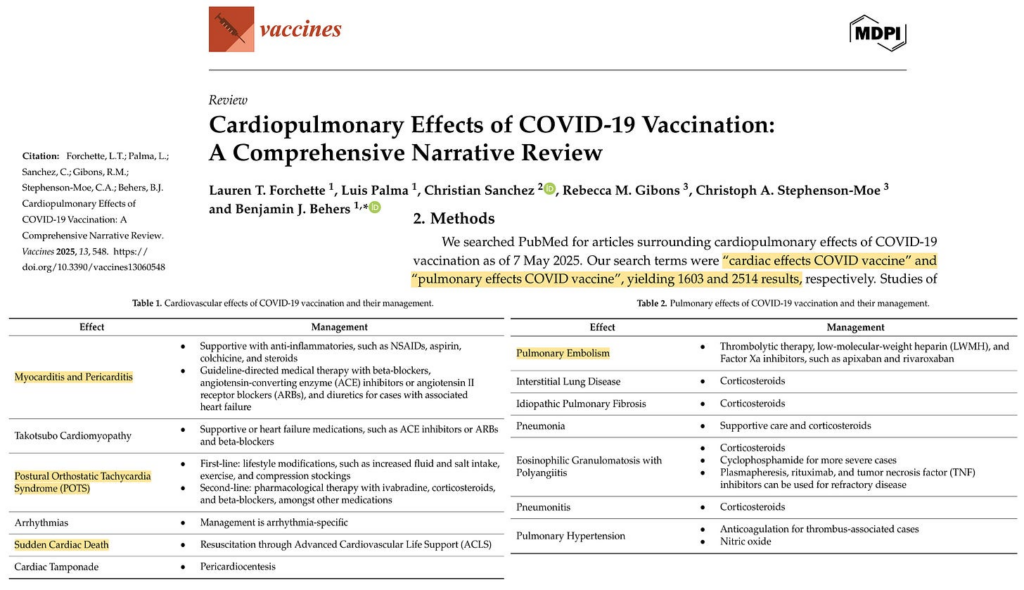 BREAKING–Systematic Review Finds Devastating Cardiopulmonary Adverse Events after COVID-19 Vaccination
