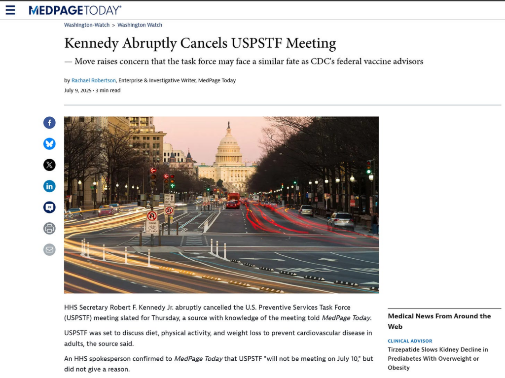 RFK Abruptly Cancels USPSTF Meeting