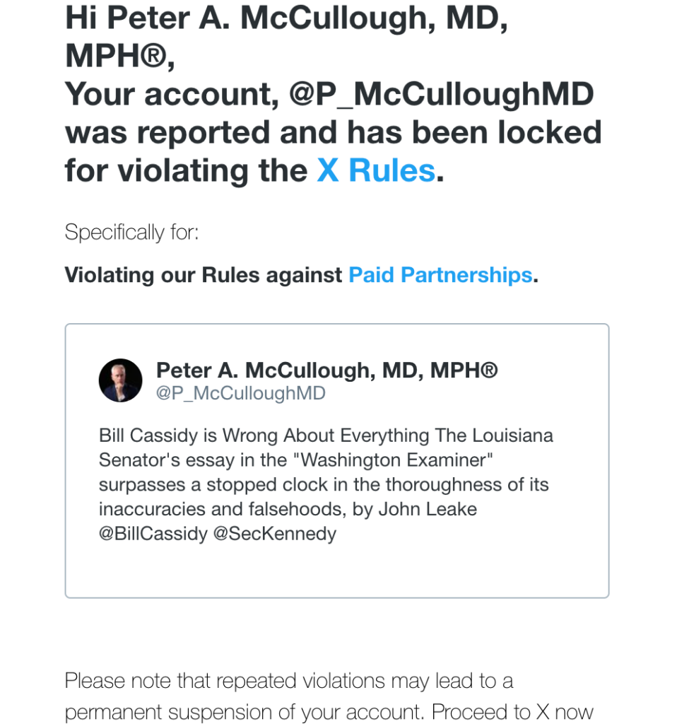 Did I Wound Senator Cassidy’s Vanity?