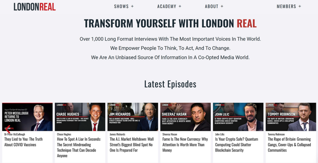 Dr McCullough with Brian Rose on London Real