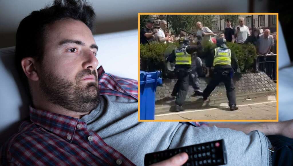 In Lieu Of Dystopian Sci-Fi Movie, American Just Watching News From England (Satire)