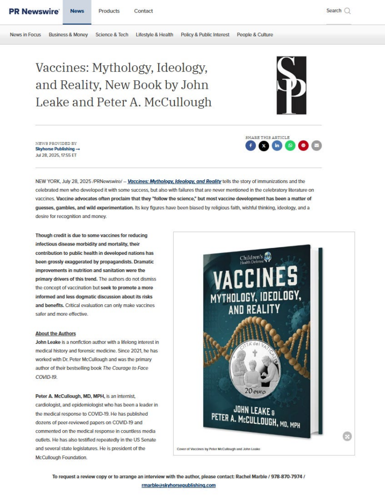 Vaccines: Mythology, Ideology, and Reality