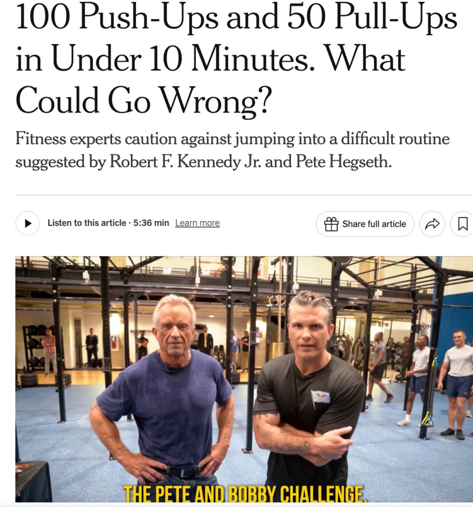 NYTs: “RFK’s Fitness Challenge Too Risky”