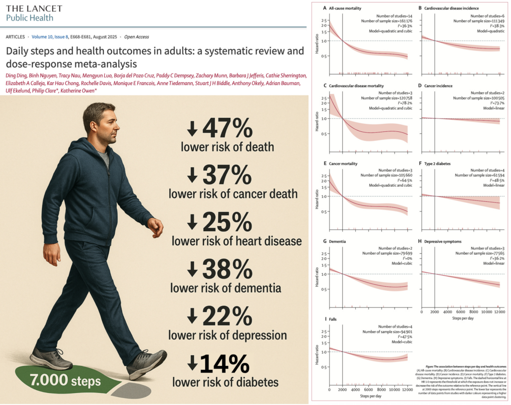 NEW STUDY: Walking 7,000 Steps Daily Cuts Risk of Death, Cancer Death, Heart Disease, Dementia, Depression & Diabetes