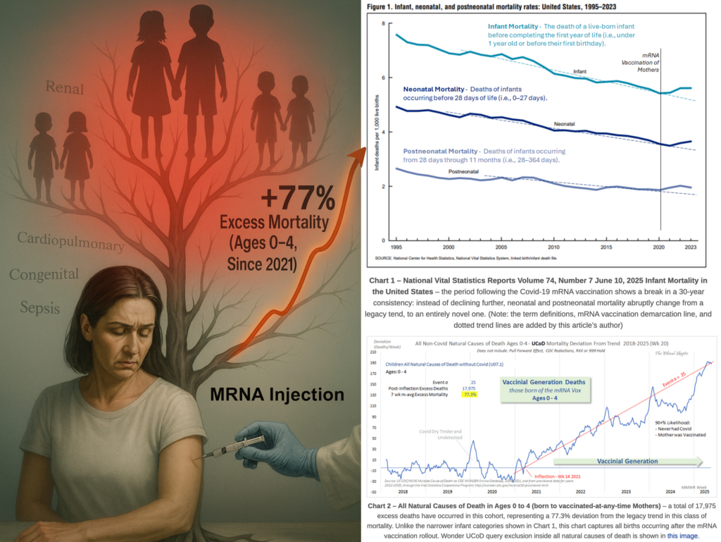 The Transgenerational mRNA Catastrophe: Excess Infant Deaths, Sterilization, and the Great Birth Rate Collapse