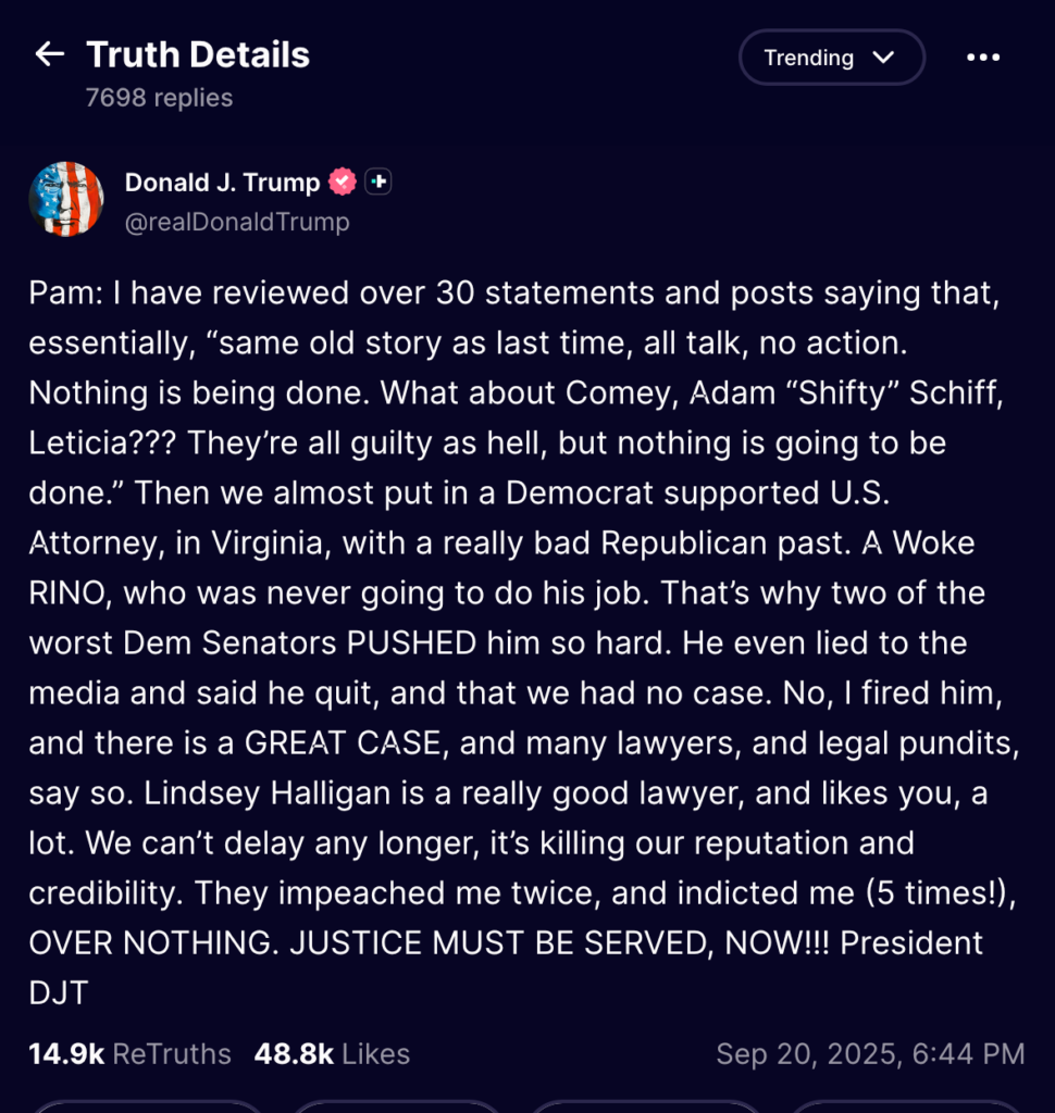 Why Did Trump Call Out Pam Bondi?