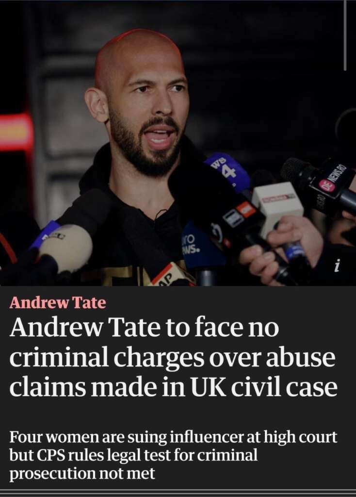 Andrew Tate UK case dropped