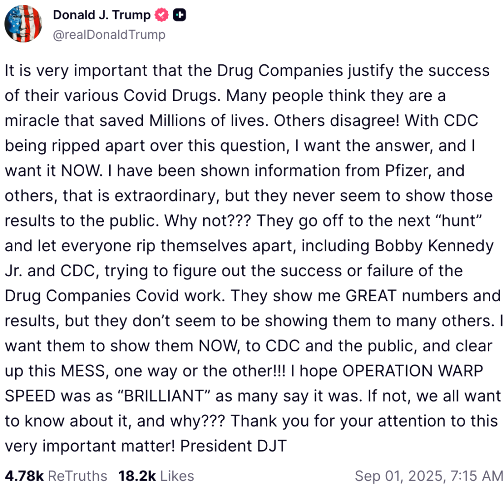 BREAKING: Trump Turns on Operation Warp Speed — Demands Big Pharma Release Hidden “Extraordinary” COVID Shot Data