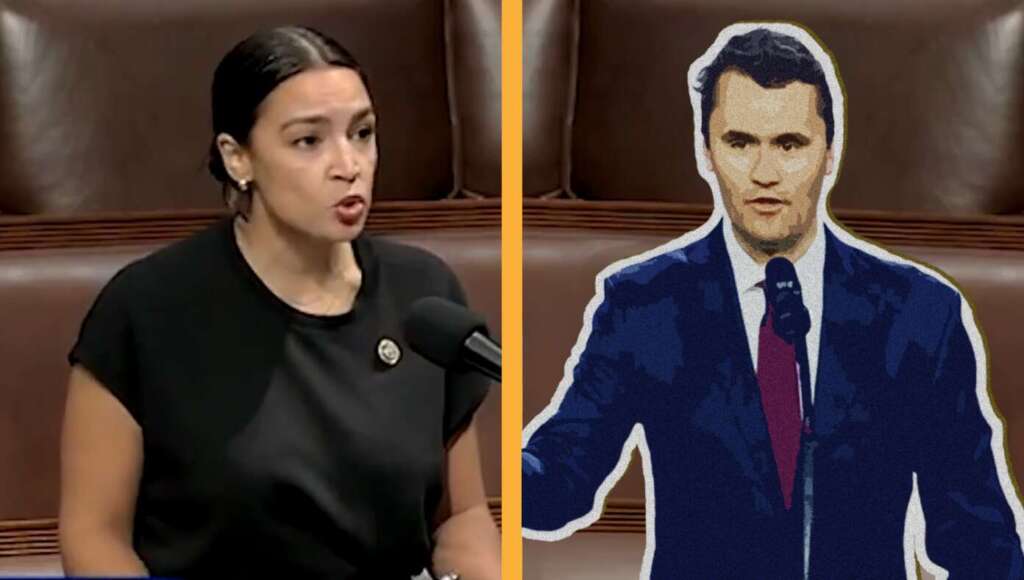 AOC Loses Debate Against Cardboard Cutout Of Charlie Kirk (Satire)