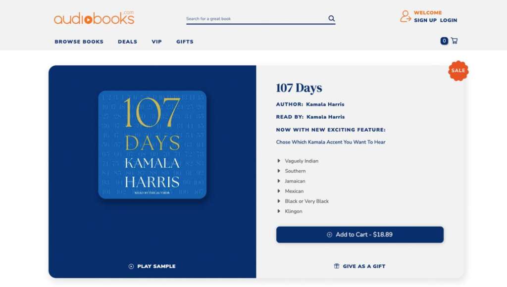 Kamala’s Audiobook Lets You Pick Which Kamala Accent You Want To Hear For Each Chapter (Satire)