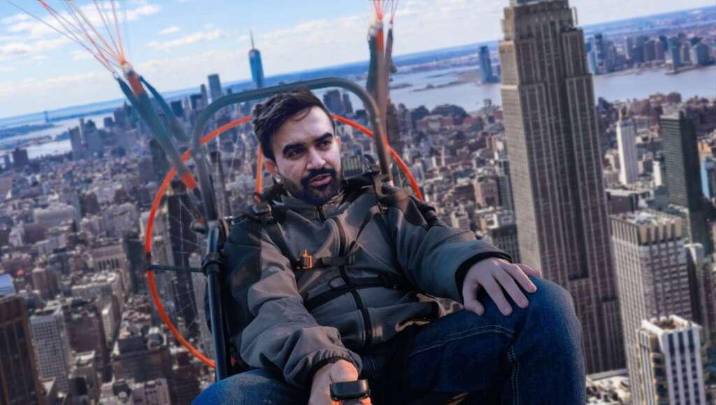 In Honor Of October 7, Mamdani Paraglides Into Campaign Event (Satire)