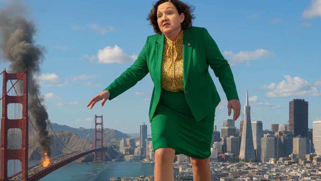 Authorities Warn Katie Porter Has Grown To 600 Feet And Is Currently Rampaging Through San Francisco (Satire)