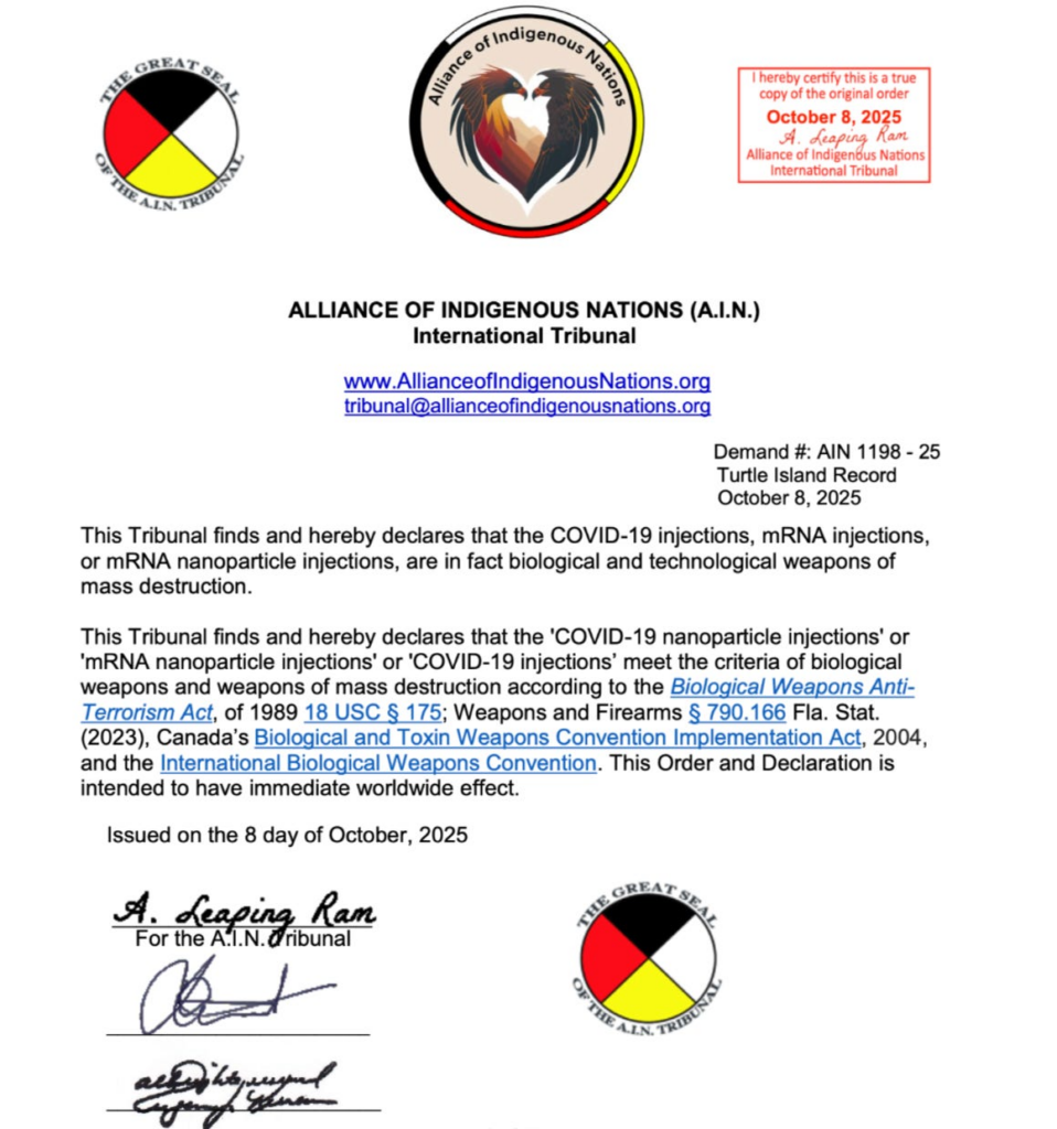 BREAKING: World’s First International Governing Body and Judicial Authority Declares mRNA Injections Biological and Technological Weapons of Mass Destruction