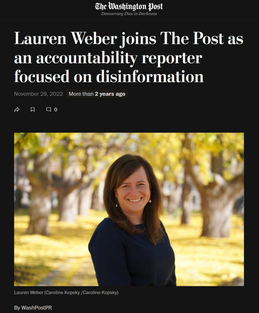 WAPO’s Lauren Weber, Accountability Reporter on Disinformation, Calls on Dr. McCullough
