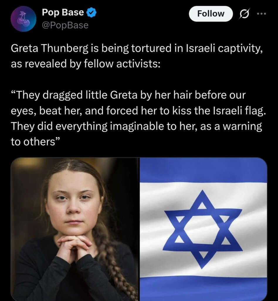 Oct 6 – Ugly– Zionist Treatment of Greta Thunberg