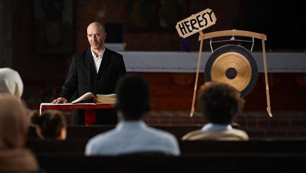 Senior Pastor Installs ‘Heresy Gong’ For When Associate Pastor Preaches (Satire)