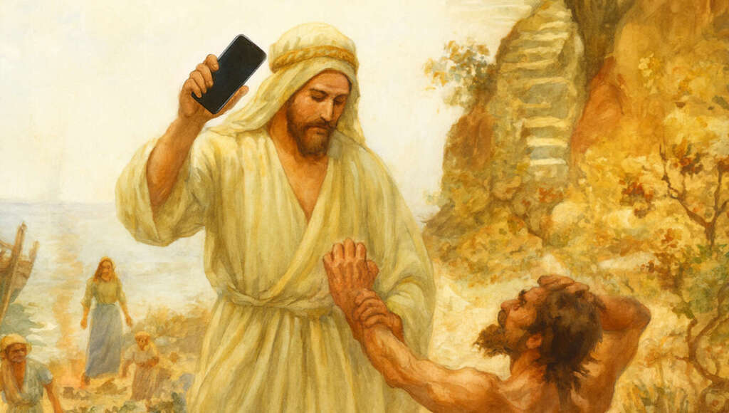 Jesus Heals Demon-Possessed Man By Taking Away His Smartphone (Satire)