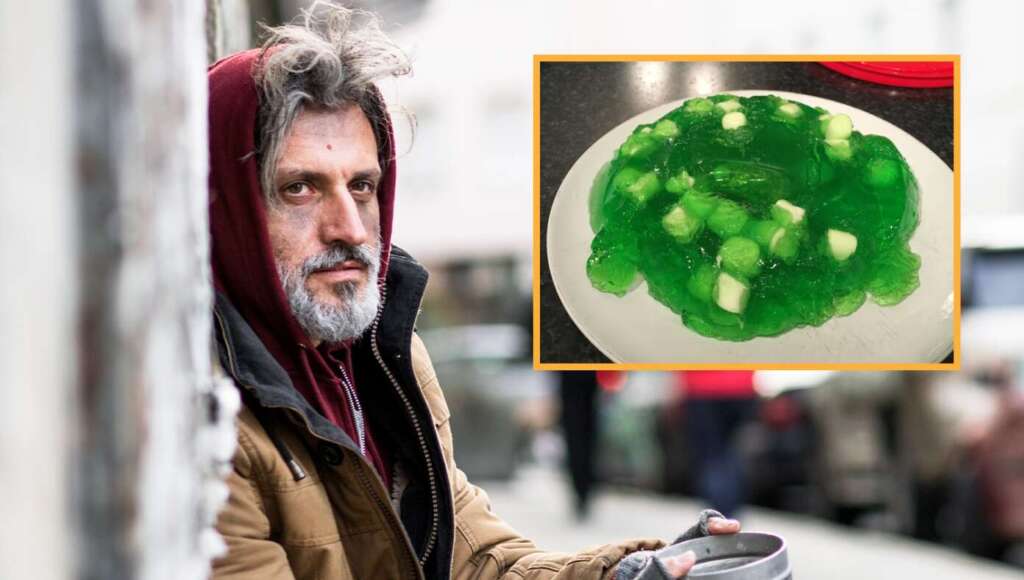 ‘No Thanks,’ Says Hungry Homeless Man After Being Offered Marshmallow Jello Salad (Satire)