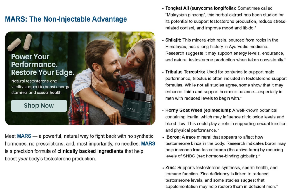 Male Testosterone Levels Related to Vitality