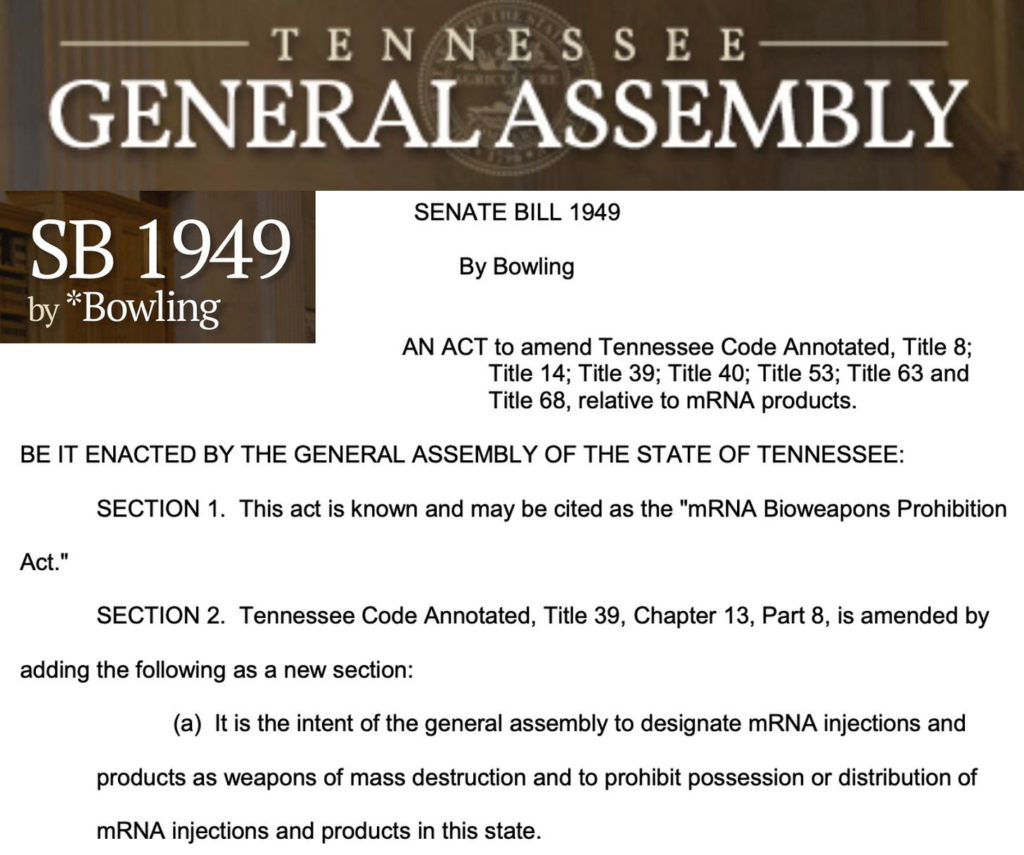 BREAKING: Third U.S. State Introduces Legislation Designating mRNA Injections as Biological Weapons of Mass Destruction